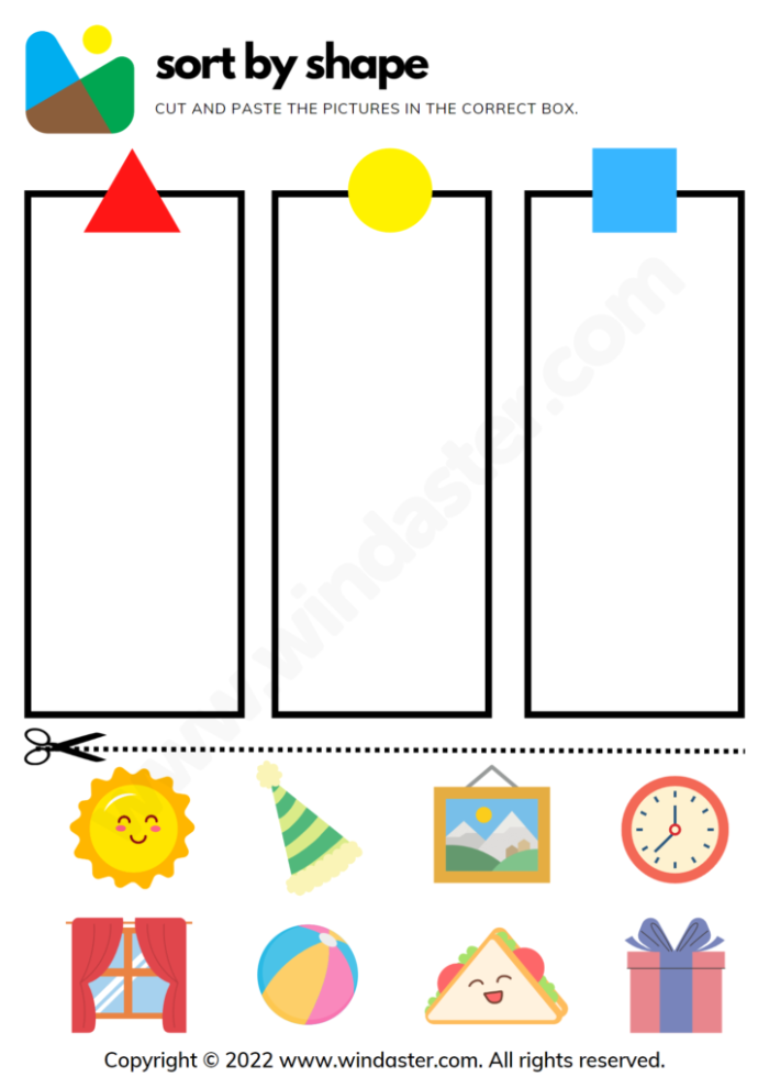 Assessment worksheet for identifying and drawing shapes Pre-K students exploring 2D shapes in the Shape It Up! worksheet