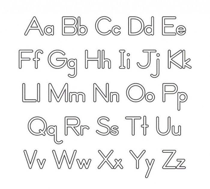 ABC coloring page worksheet featuring colorful letters for young learners