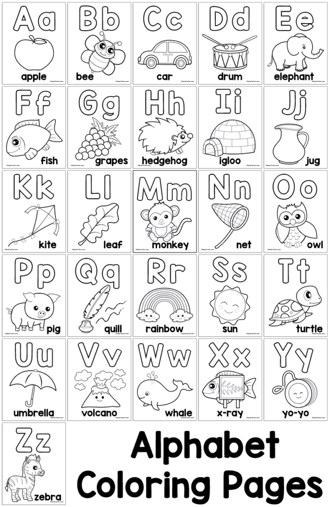 Engaging Alphabet Coloring Page for early reading skills Uppercase letters A to Z coloring worksheet for pre-K students