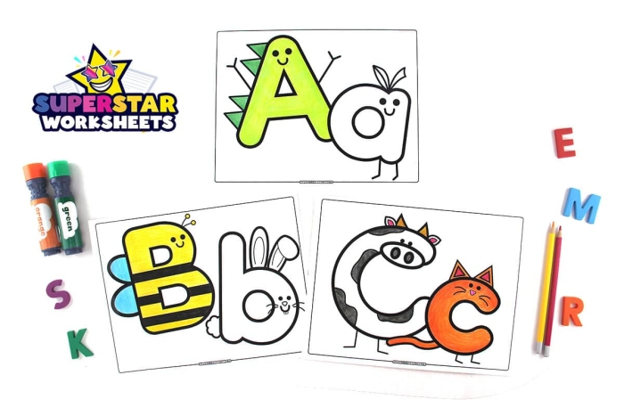 Reading worksheet for Pre-K Alphabet coloring page worksheet designed for Pre-K students to enhance uppercase letter recognition and fine motor skills. Engaging ABCs coloring activity for early reading development.