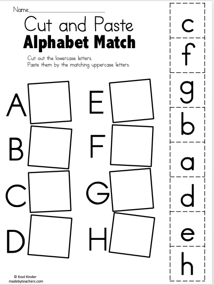 Pre-K puzzle themed worksheet for matching lowercase and uppercase alphabet letters