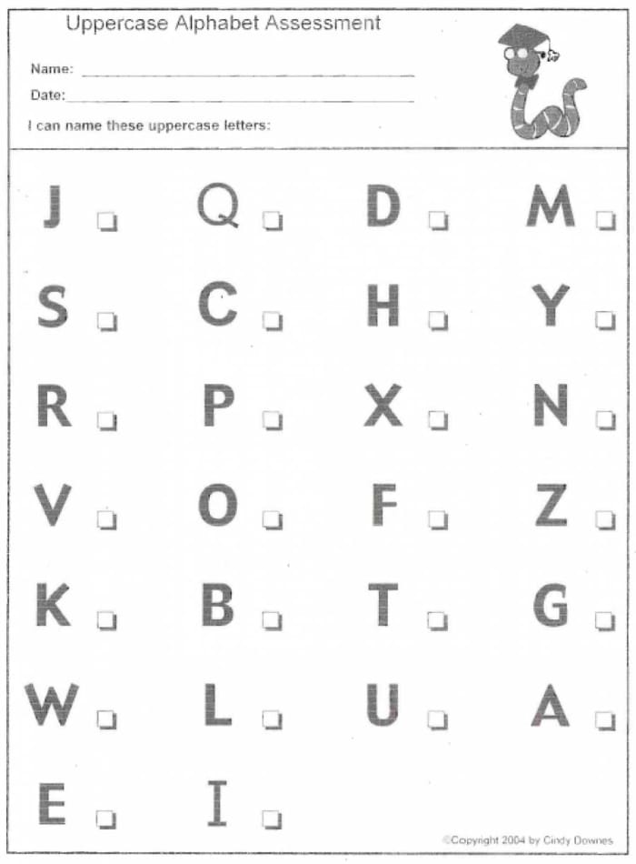 Pre-K worksheet for matching uppercase and lowercase letters alphabet review 13