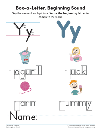 Pre-K alphabet worksheet featuring words starting with A for on-the-go practice