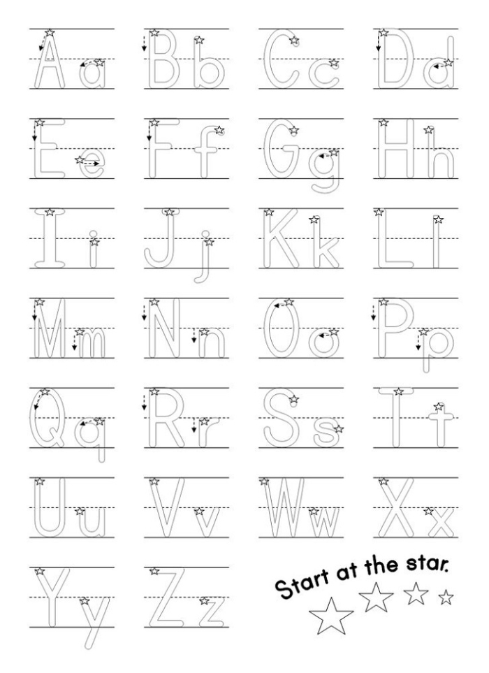 Tracing and writing activities for the letter A in a Pre-K worksheet