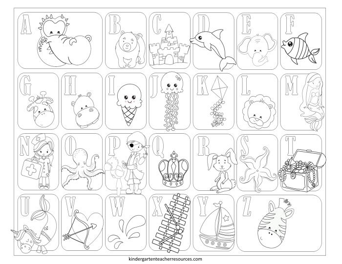 ABC coloring page worksheet for Pre-K children to learn the alphabet