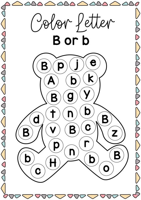 Pre-K printable worksheet featuring a teddy bear dot to dot activity for learning letters A through Z