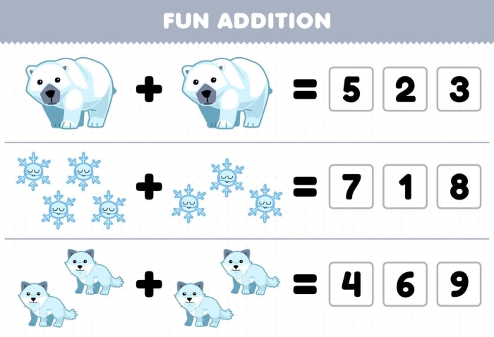 Pre-K animal picture addition worksheet featuring zebras and tigers to count