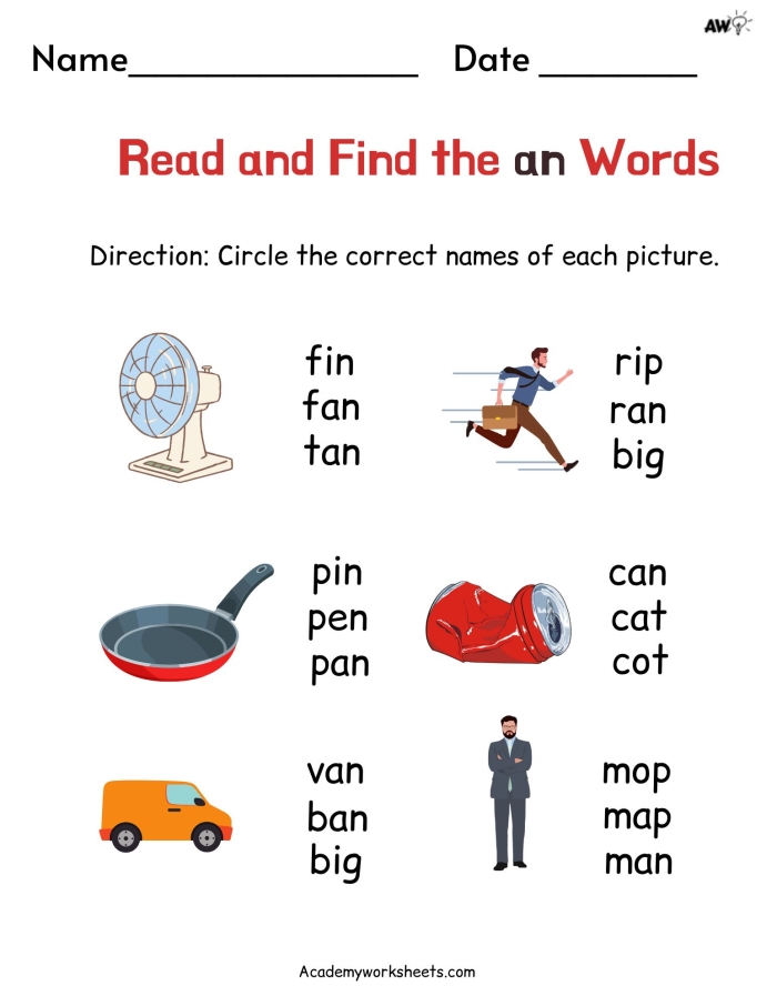Engaging "at" words learning activity for young readers Worksheet featuring "at" words like hat, cat, and bat for Pre-K students