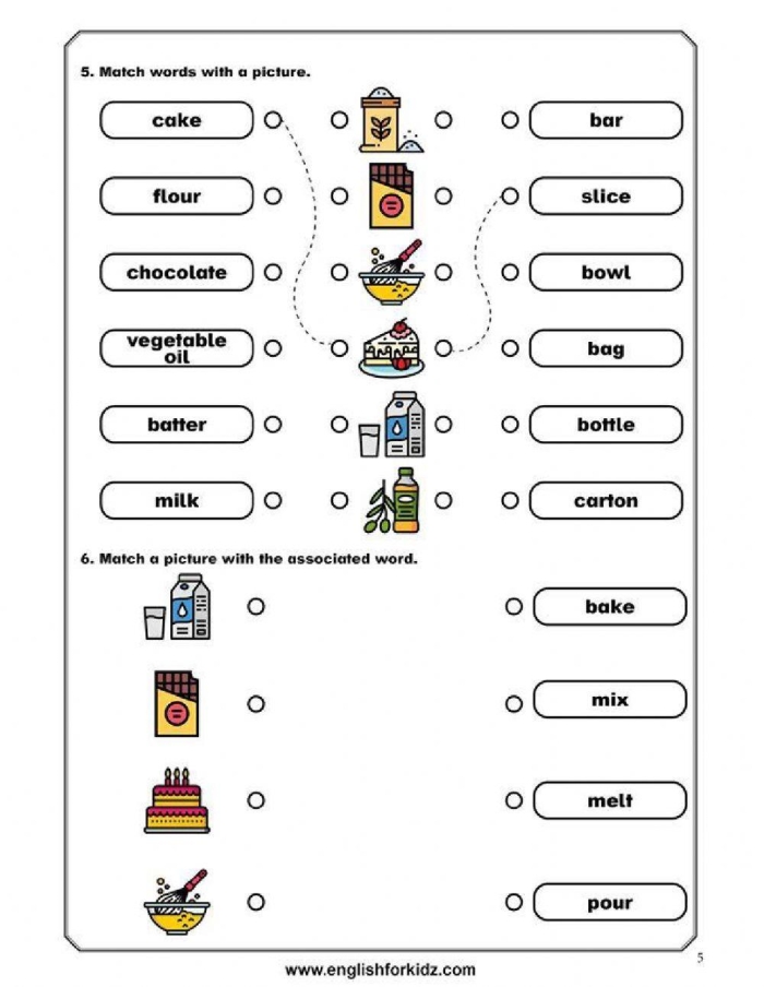 Baking a Cake Sequencing Activity Worksheet Five Pre-K reading worksheet featuring step by step sequencing instructions for baking a cake with Evan