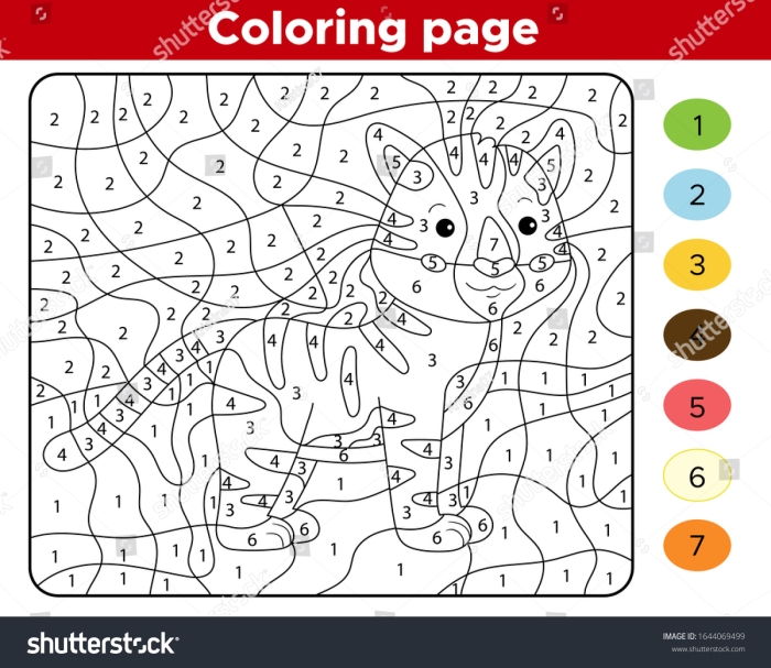 Color By Number Cat Worksheet 23 Pre-K cat themed color by number worksheet for early algebra skill building