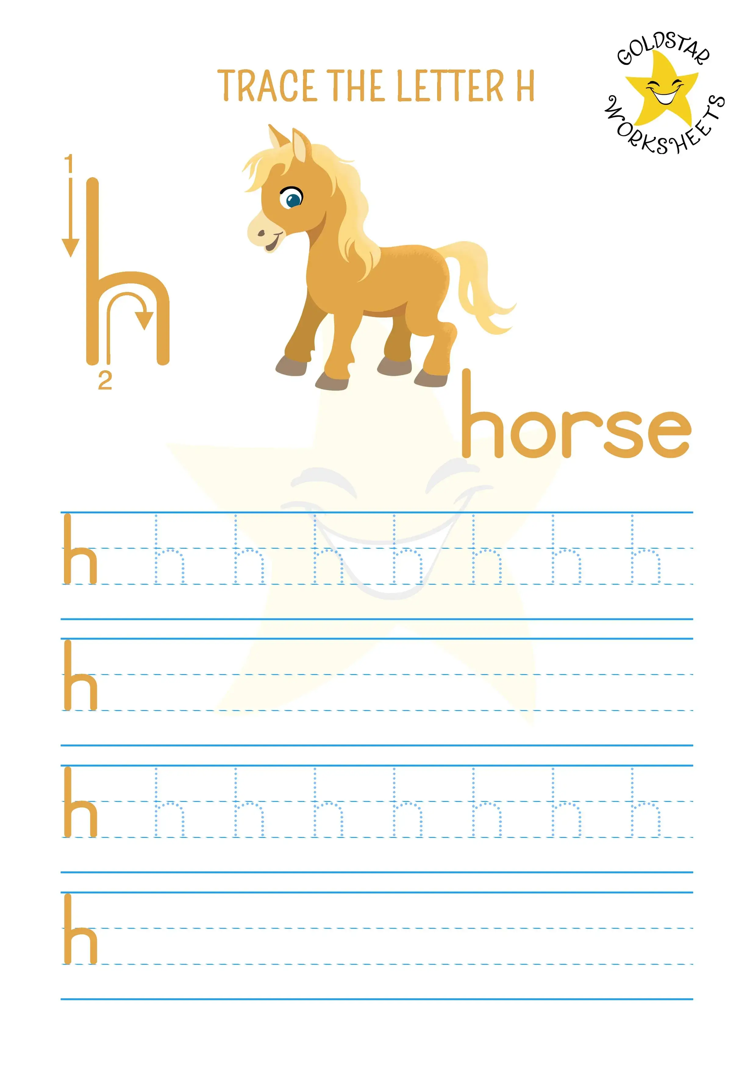 Handwriting practice sheet for young learners focusing on tracing letters h, m, and n Tracing worksheet for lowercase letters h, m, and n designed for Pre-K students