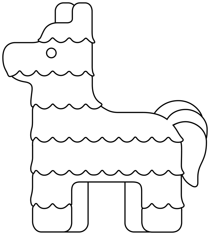 Pre-K student coloring a festive pinata filled with candy for a birthday party worksheet 16