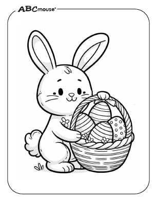 Funny bunny looking for love in this festive coloring activity for Pre-K Cute bunny coloring page worksheet ready for vibrant Easter colors