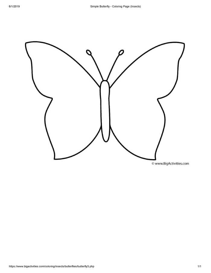 Butterfly cutout template worksheet for Pre-K Spanish arts and crafts number 21