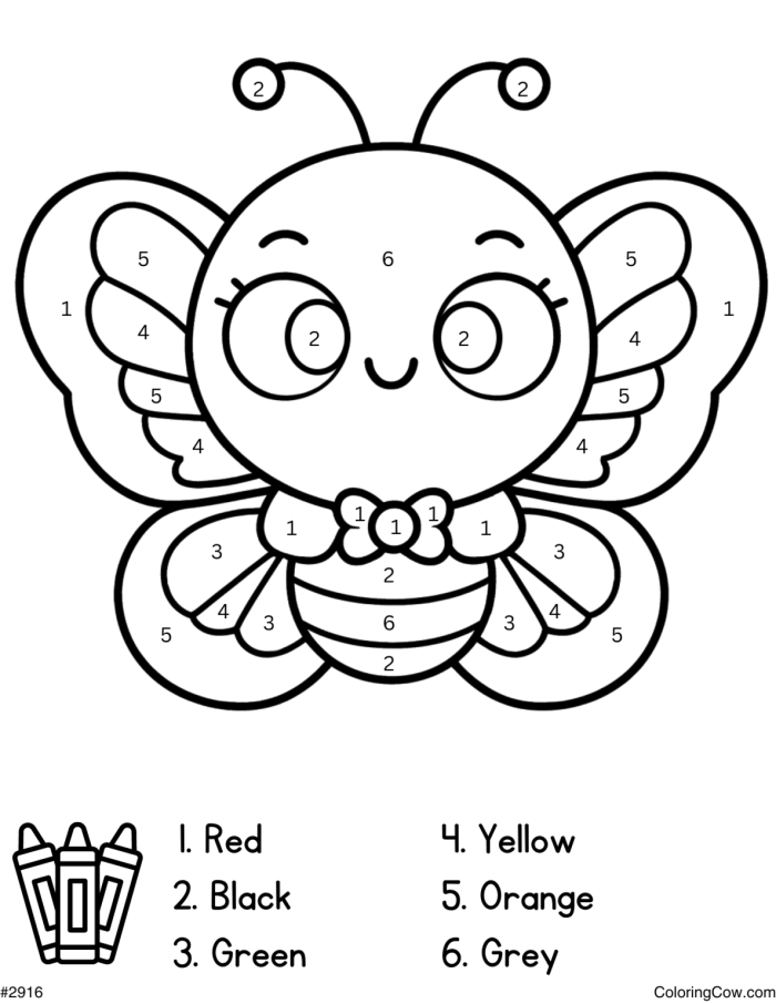 Color by Number Butterfly Geometry Worksheet for Preschoolers 22 Pre-K geometry worksheet featuring a butterfly color by number activity 22