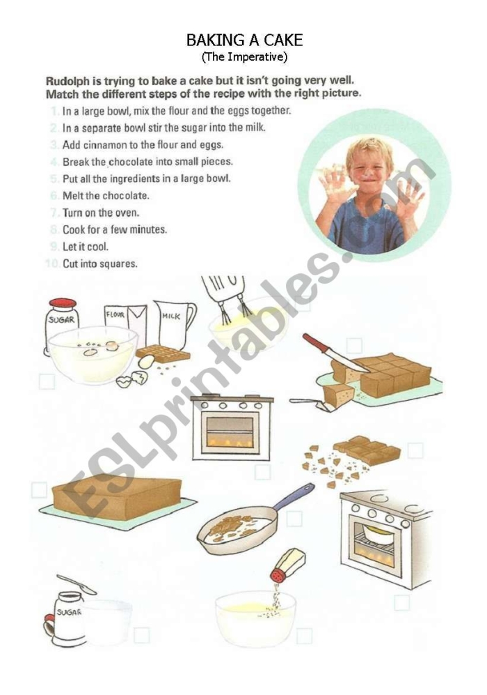 Evan's cake baking worksheet for preschoolers to enhance reading skills Children engaging with a baking activity while learning to sequence steps for making a cake