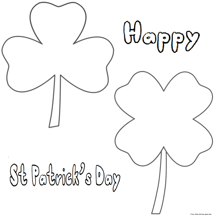 Clover coloring page worksheet with a hat overflowing with clovers for St. Patrick's Day fun