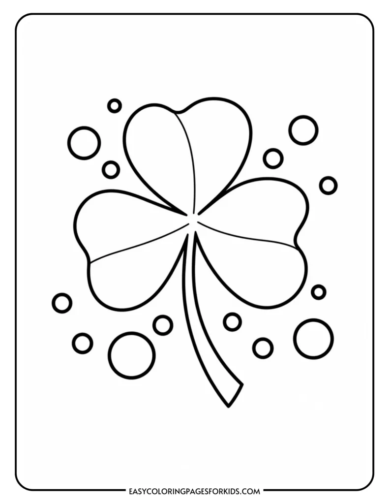 Clover coloring page worksheet for Pre-K students celebrating St. Patrick's Day with a hat full of clovers