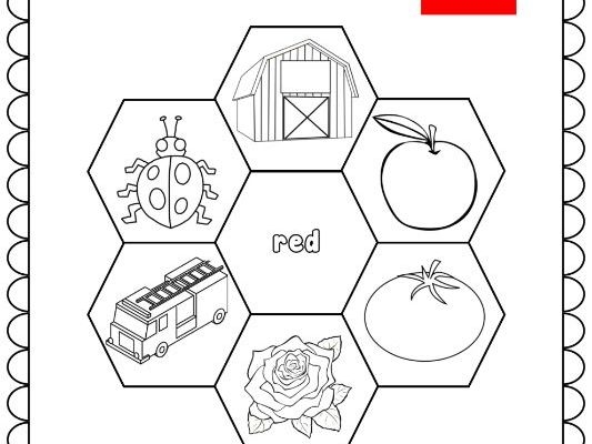 Pre-K worksheet with color matching exercises for a graphing and data skills assessment