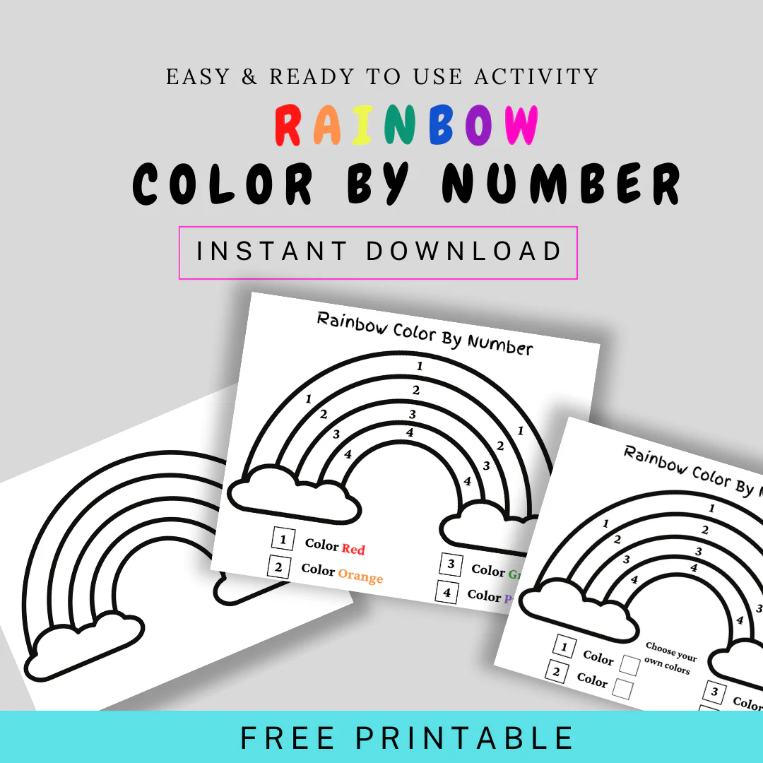 Pre-K Color by Number Rainbow geography worksheet 20