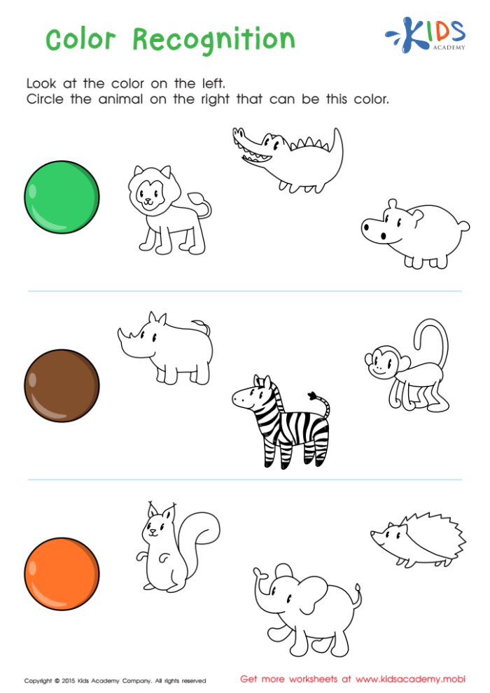 Pre-K worksheet with color matching exercises for a data and graphing lesson