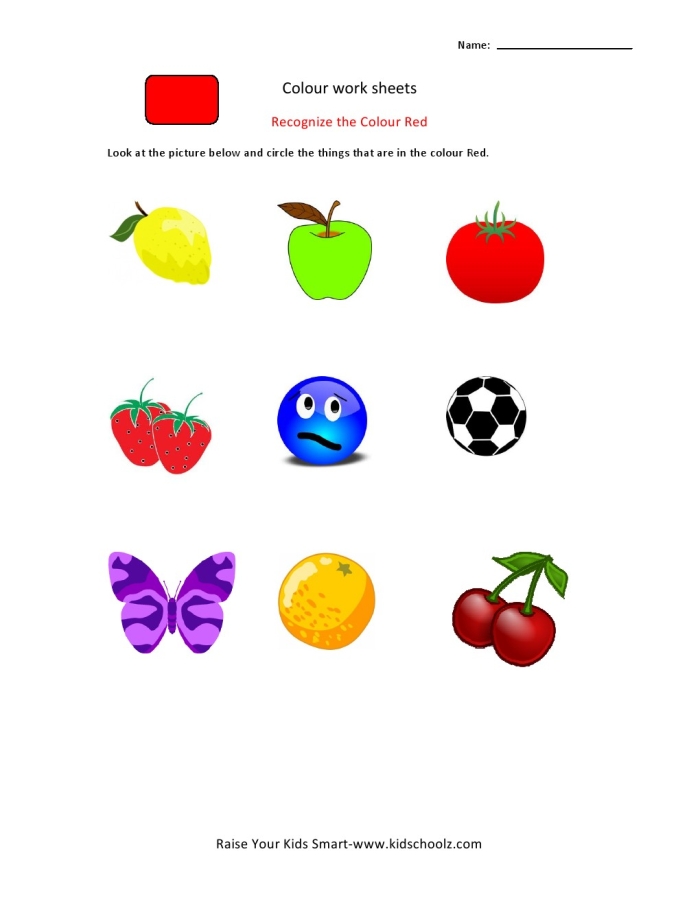 Pre-K coloring worksheet for practicing color recognition and basic subtraction skills