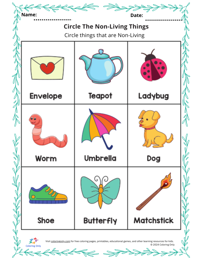 Engaging Living Things worksheet for young learners to explore mixed operations Colorful worksheet for Pre-K students to identify living things through a fun coloring activity