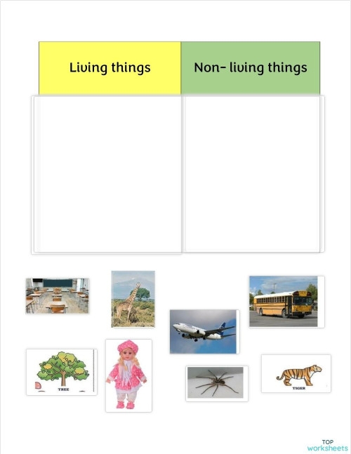 Fun Living Things Worksheet for Young Learners Coloring worksheet for Pre-K students to identify living things