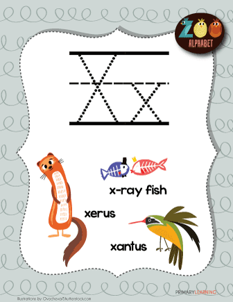 X is for X-Ray Fish coloring page 20 A pre-k worksheet featuring an X-ray fish for children to color