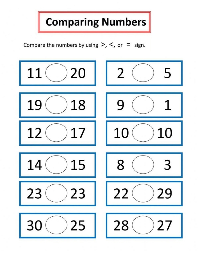 Pre-K geometry worksheet for comparing height weight and age between two illustrated objects