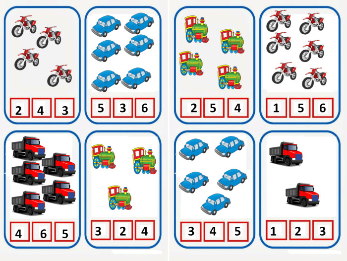 Colorful number cards featuring digits 1 through 20 for Pre-K counting practice
