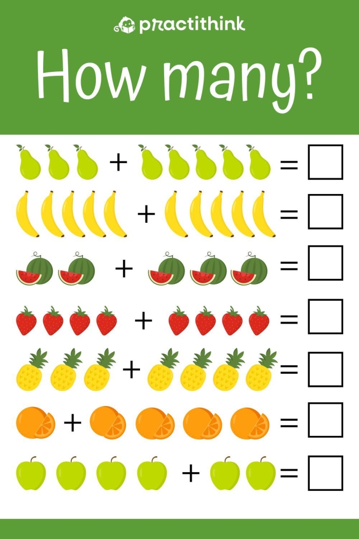 Worksheet for preschoolers focusing on shapes, colors, counting, and sorting skills. Engaging multi-skill practice page for early learners in Pre-K.
