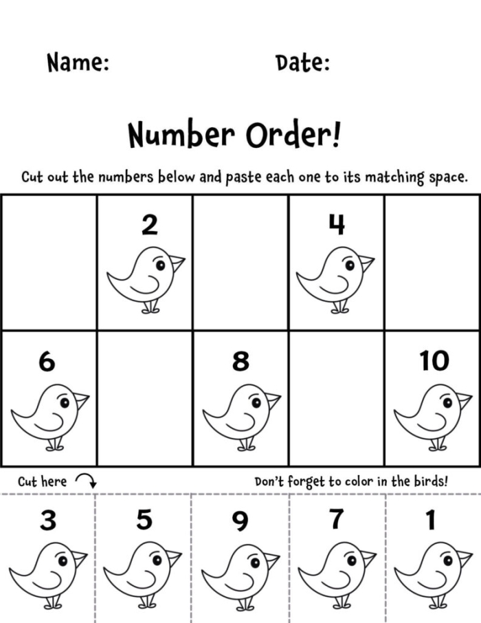 Ordering Numbers to 10 Worksheet for Early Childhood Education Worksheet for ordering numbers up to 10 with counting dots for Pre-K learners