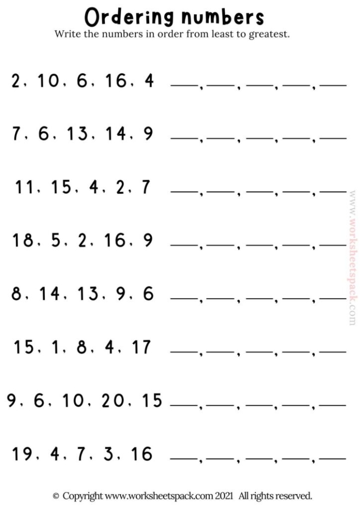 Ordering Numbers to 10 Worksheet for Preschoolers Number 7 Pre-K worksheet with counting dots to help children practice ordering numbers to 10