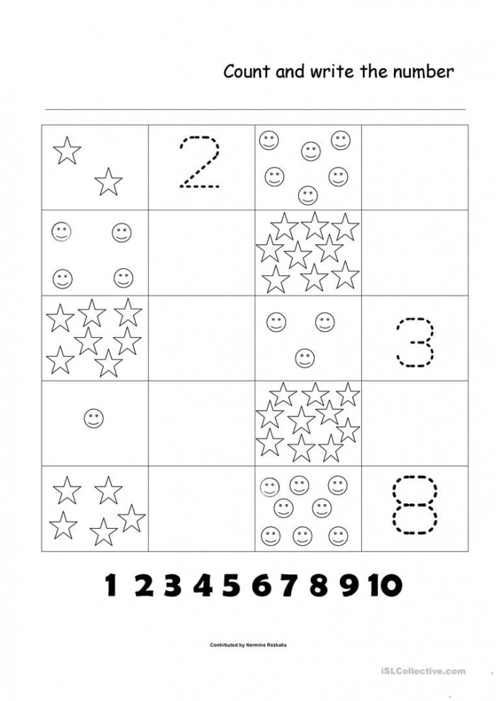 Engaging counting and comparison activities for young learners Counting Practice worksheet for numbers 1-10 designed for Pre-K children