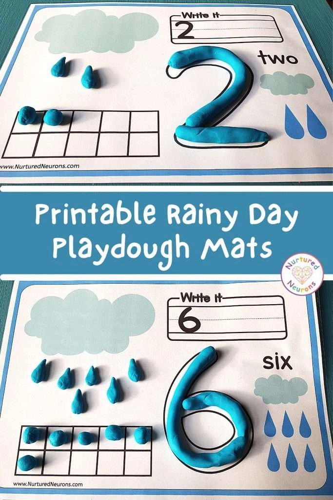 Pre-K counting raindrops worksheet for practicing number recognition and counting skills