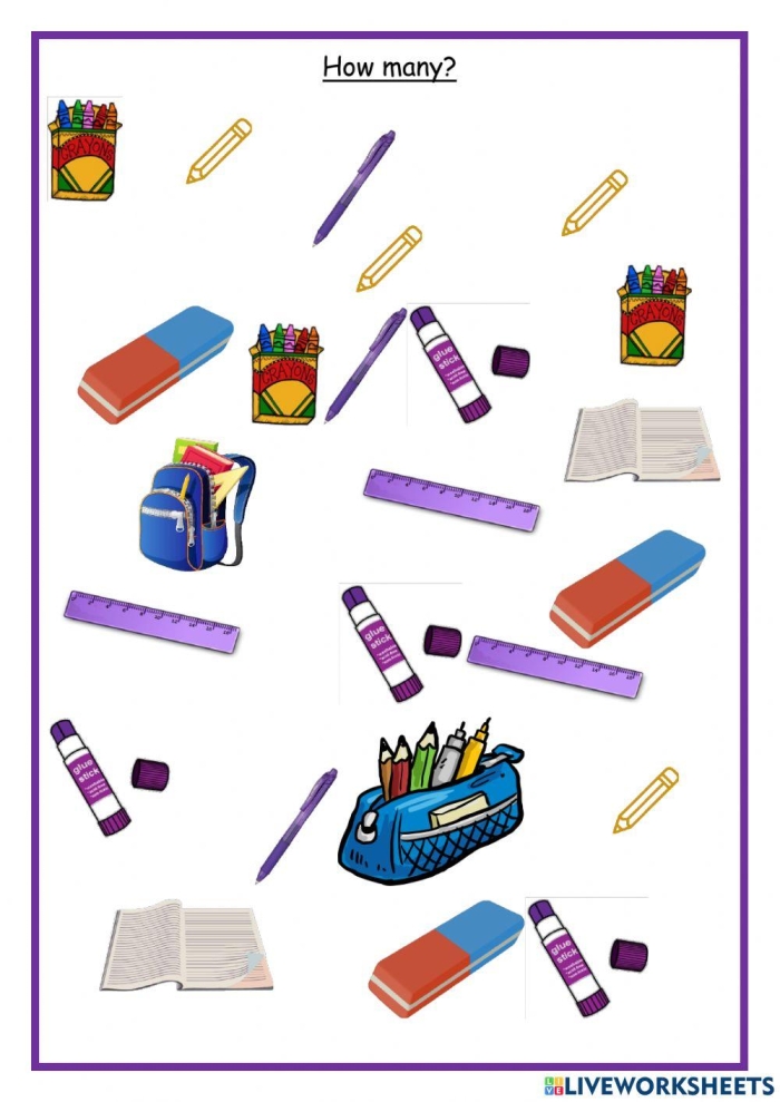 Colorful worksheet for Pre-K children focused on shapes, colors, counting, and sorting activities. Engaging multi-skill practice page for young learners.