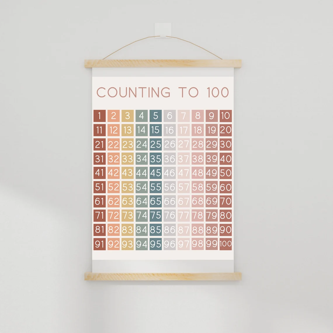 Pre-K Count to 100 Hundreds Chart Worksheet 20 Colorful numbers 1 to 100 chart for pre-k students to practice counting