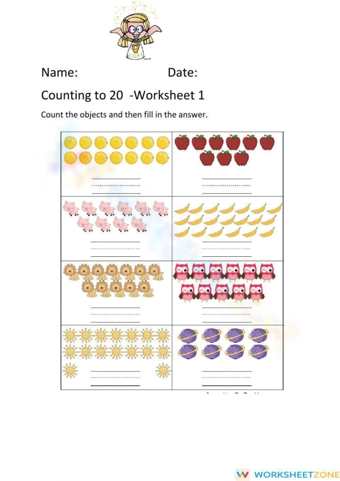 Counting to 20 Assessment Tool for Pre-Kindergarten Learners Pre-K student counting numbers one through twenty on an assessment worksheet to evaluate early numeracy skills