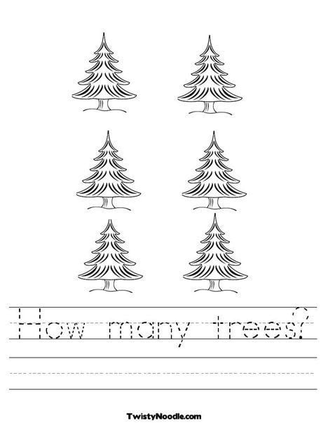 Counting Trees Worksheet for Pre-K Learning Activities Colorful worksheet for kids to practice counting trees and basic addition skills
