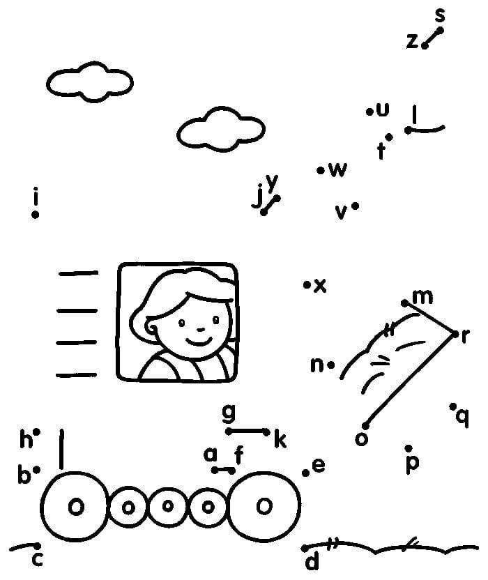 Engaging ABC connect-the-dots activity for Pre-K students with a dinosaur theme ABC connect-the-dots worksheet featuring a playful dinosaur for alphabet learning