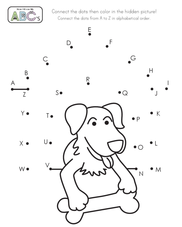 Pre-K dinosaur connect the dots worksheet featuring lowercase alphabet practice