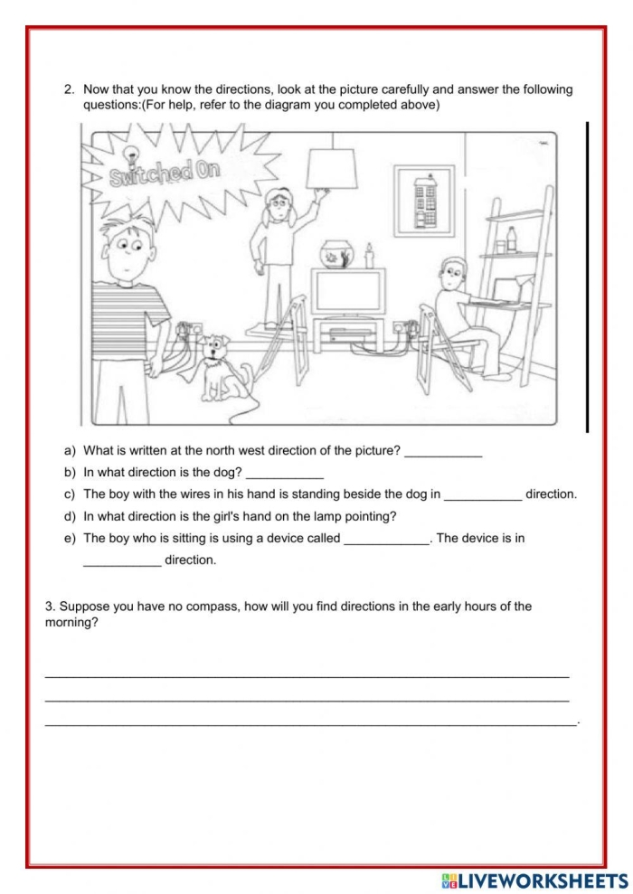 Directional Clues Worksheet 3 Positional Word Assessment for Preschoolers Pre-K vocabulary worksheet helping students practice identifying left, right, up, and down directional clues