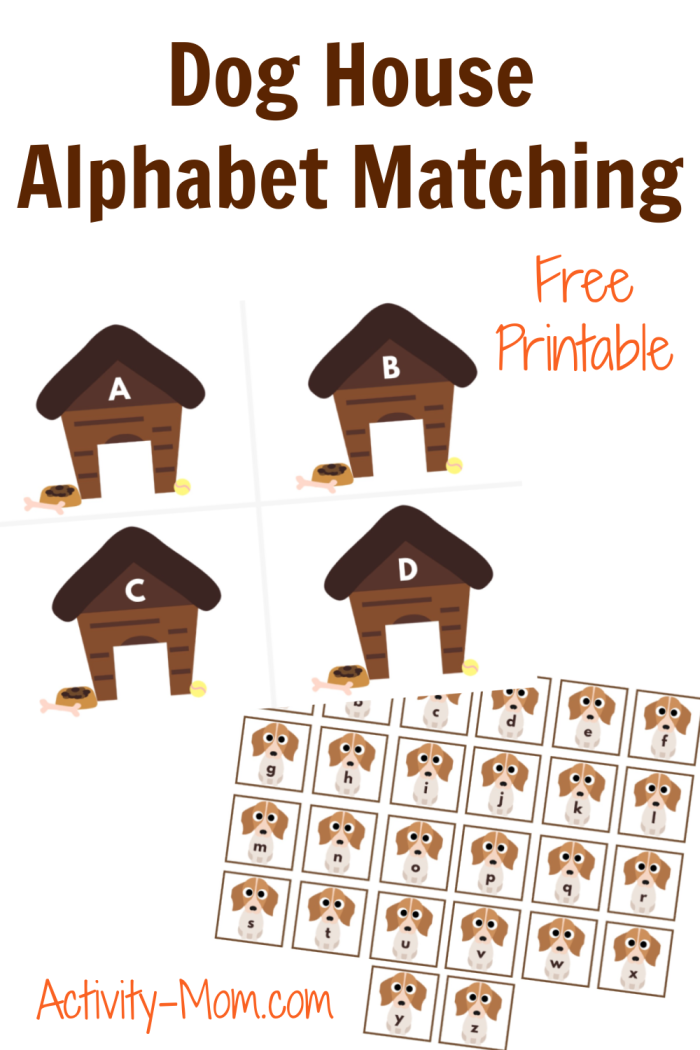 Engaging dog house dot-to-dot activity to help kids learn their ABCs Alphabet Dot-to-Dot worksheet featuring a dog inside a dog house for Pre-K learners