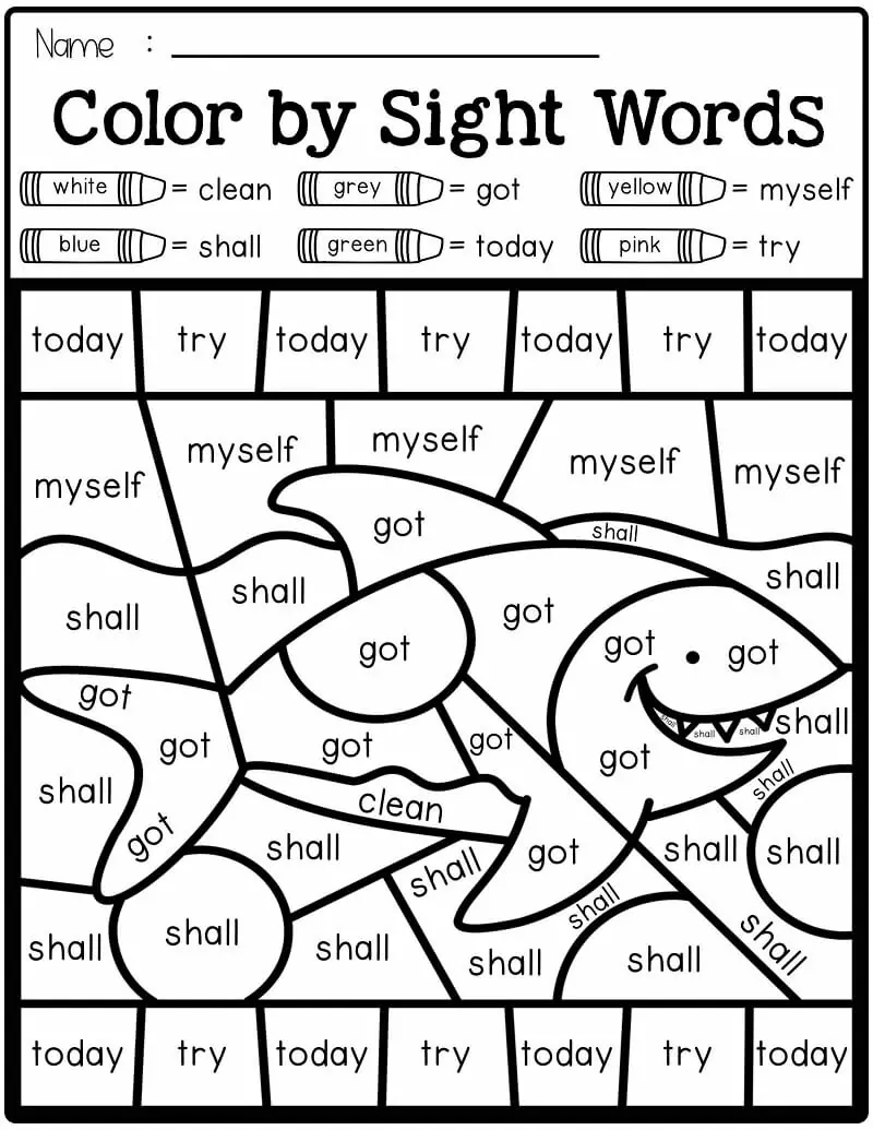 Pre-K sight word search worksheet featuring words that start with the letter A