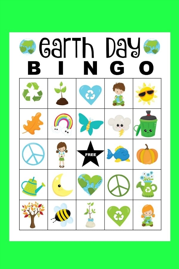 Earth Day Bingo Board worksheet featuring engaging activities for Pre-K students