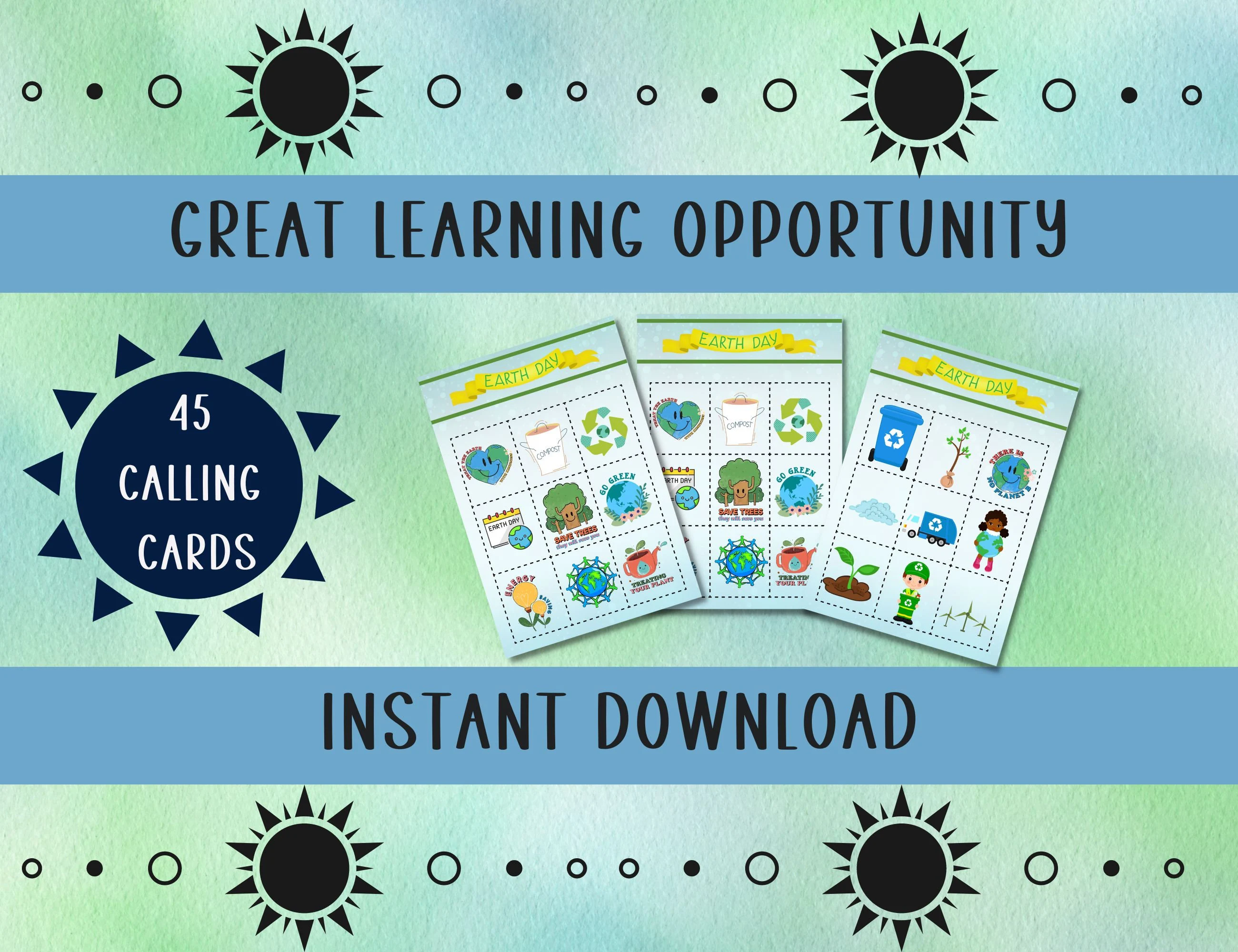 Earth Day Bingo Board worksheet featuring playful activities for Pre-K students