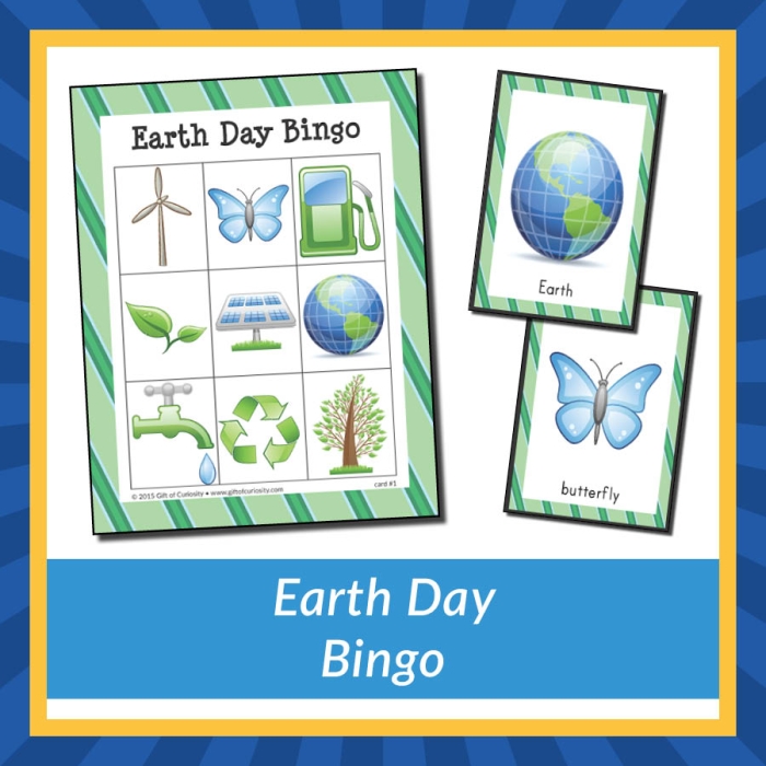 Pre-K Earth Day Bingo Board worksheet featuring nature-themed activities for place value learning