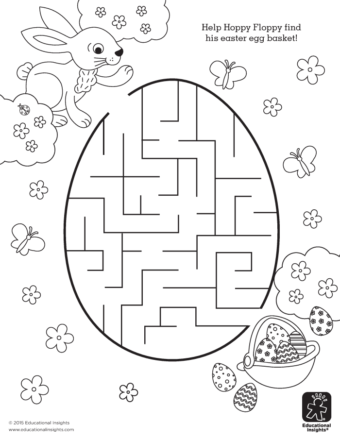 Pre-K students coloring Easter eggs bunnies and chicks on an algebraic worksheet