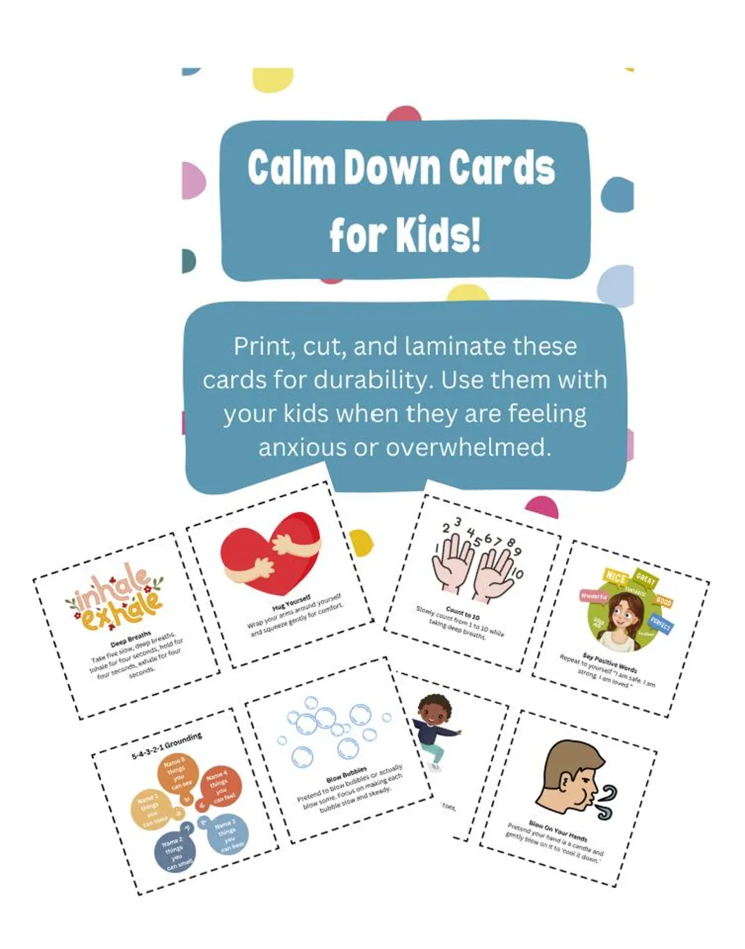 Probability worksheet for Pre-K Self-regulation cards designed for young children to manage emotions effectively. Calm Down Cards for Young Children worksheet for teaching emotional skills.